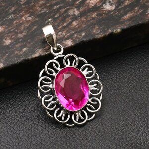 Pink Topaz Sterling Silver Pendant